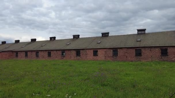 Vecchia Caserma Militare Auschwitz Birkenau Polonia Ampia — Video Stock