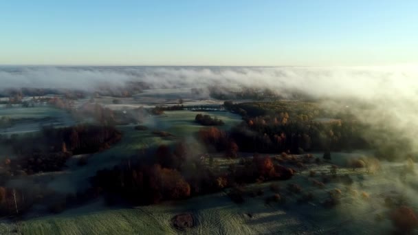 Vue Aérienne Vers Avant Drone Cinématographique Sur Paysage Rural Enveloppé — Video