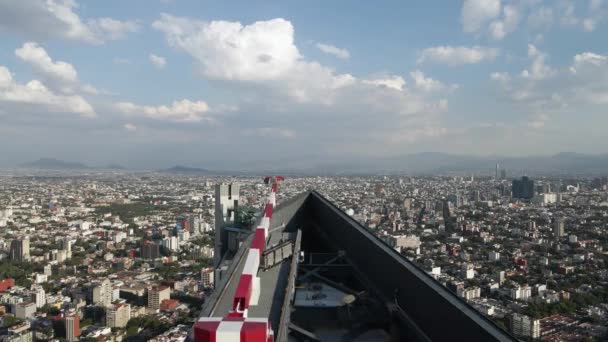 Ascending Drone Shot Skyscrapers Mexico City Beautiful Sunny Morning Clouds — Stock video