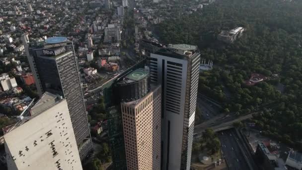 Letecký Pohled Torre Bbva Torre Mayor Torre Reforma Ritz Carlton — Stock video