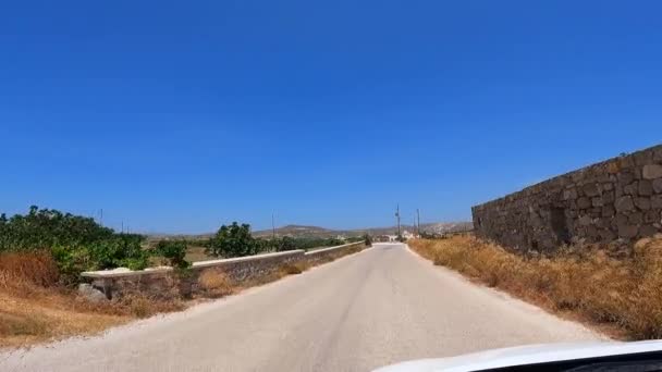 Campo Estrada Greece Vista Frente Carro Alugado Grego Férias Verão — Vídeo de Stock