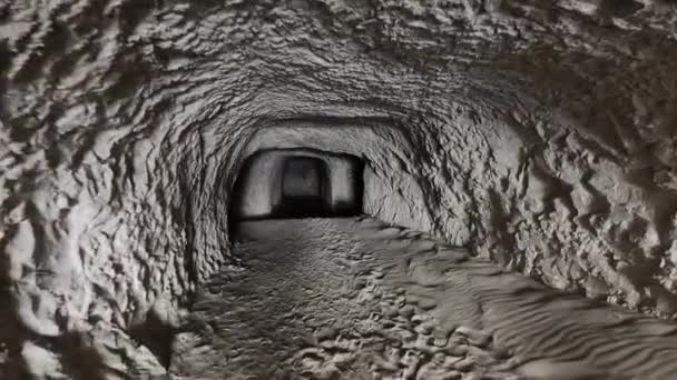 Pov Alguien Está Caminando Través Túnel Oscuro Con Piedras Irregulares — Vídeo de stock