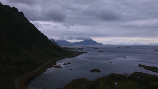 Ciemność Sylwetki Powietrzu Justadvatnet Stamsund Norwegia — Wideo stockowe