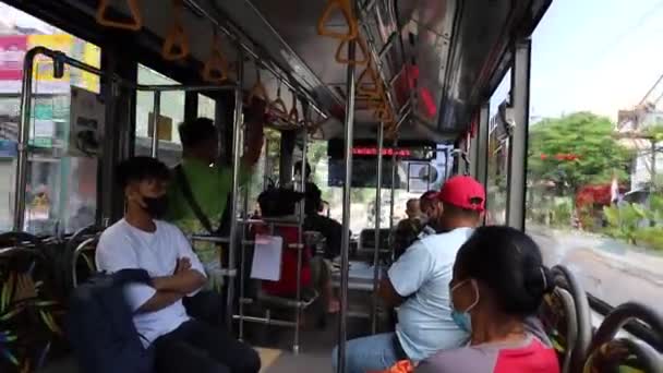 Indonésie Října 2022 Atmosféra Autobuse Trans Jogja Yogyakarta — Stock video