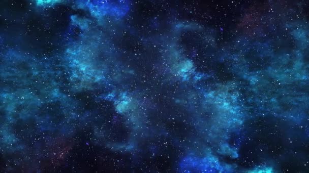 星を散りばめた宇宙の青い星雲 — ストック動画