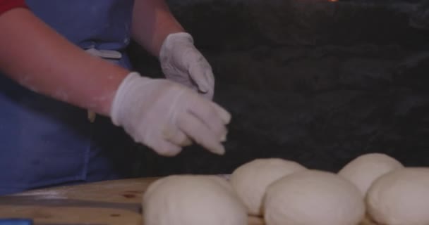 Female Hands Kneading Dough Preparation Khinkali Georgian Dumplings Close — 비디오
