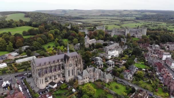 Drone Shot Arundel Cathedral Castle Kent Royaume Uni — Video