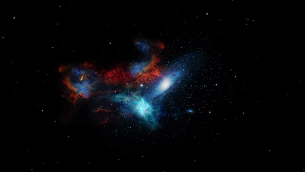 Νεφελώματα Και Γαλαξίες Στο Σκοτεινό Σύμπαν Αστέρια — Αρχείο Βίντεο