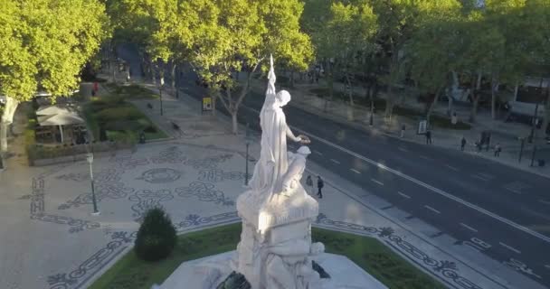 Widok Lotu Ptaka Pomnik Poległych Wielkiej Wojny Trasą Tle Lizbonie — Wideo stockowe