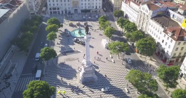Rossio Meydanı Nda Lisboa Pedro Heykeli Mimarisi Portekiz — Stok video