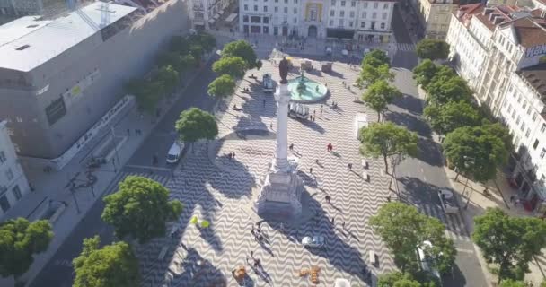 Veduta Aerea Piazza Dom Pedro Rossio Lisbona Portogallo — Video Stock