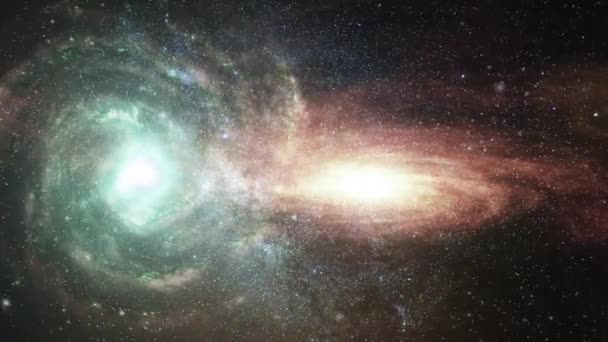 Δύο Γαλαξίες Στο Διαστελλόμενο Διάστημα — Αρχείο Βίντεο