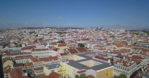 Letecký Pohled Lisabon Řekou Pozadí Portugalsko Kinematografie — Stock video