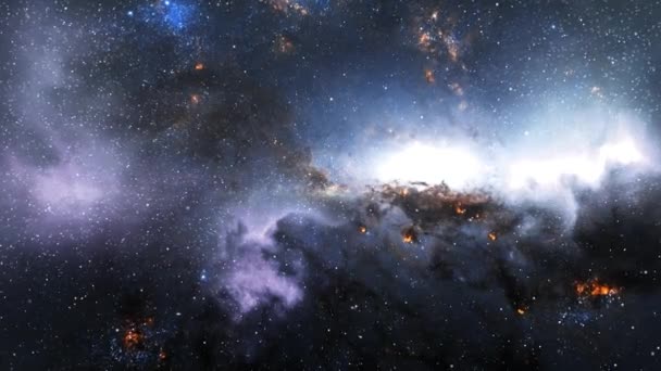 宇宙で動いている星雲や星の眺め — ストック動画