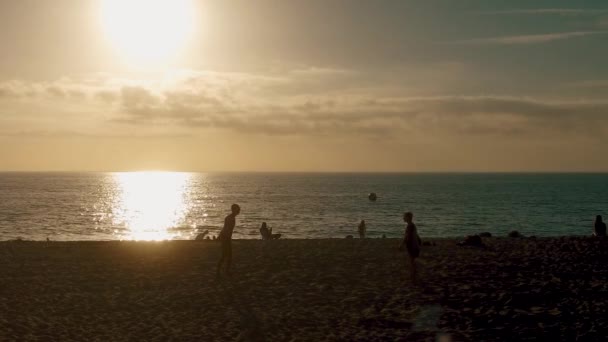 People Playing Volley Ball Enjoying Summer Time Foz Lizandro Beach — Stock Video