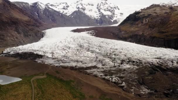 Vista Aérea Geleira Skaftafell Parque Nacional Vatnajokull Islândia — Vídeo de Stock