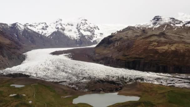 Letecký Sestupný Dron Záběry Ledovce Islandu Změna Klimatu — Stock video