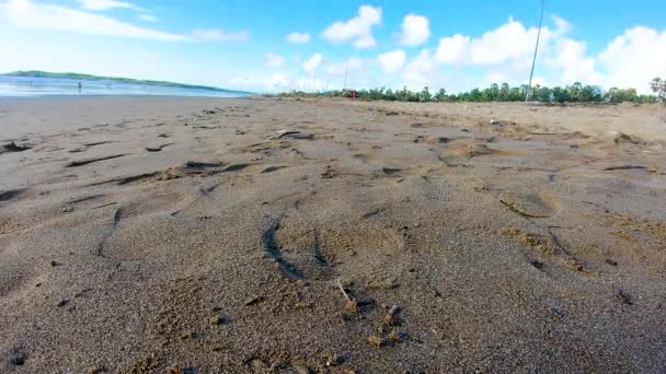 Śmieci Plaży Człowiek Wyrzuca Wszystkie Swoje Śmieci Przy Plaży Gospodarka — Wideo stockowe