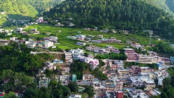 Städer Belägna Utkanten Himalaya Bergskedja Indien Med Vacker Naturutsikt — Stockvideo