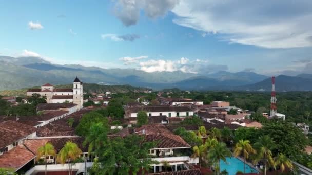 Santa Antioquia Cityscape Skyline Colômbia Vista Aérea Catedral Metropolitana Central — Vídeo de Stock