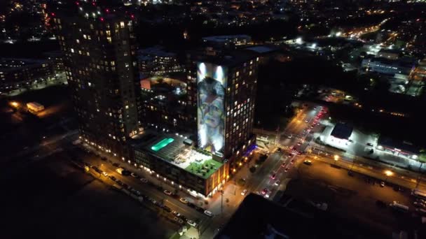 Drone Jersey City Notte — Video Stock