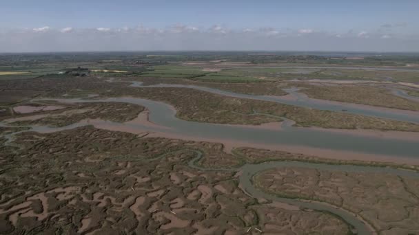 Letecký Pohled Řeku Temže Blízkosti Lehké Lodi Historické Památky Essexu — Stock video