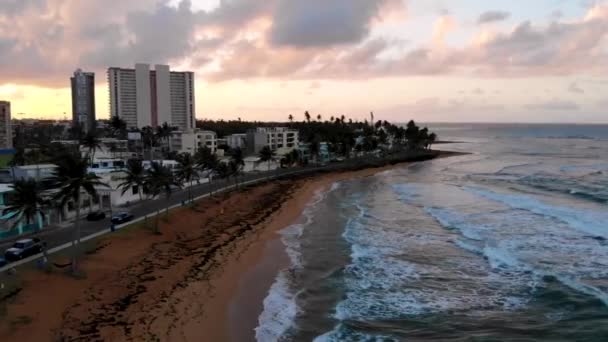 Drone Beach Town Sunset — Video