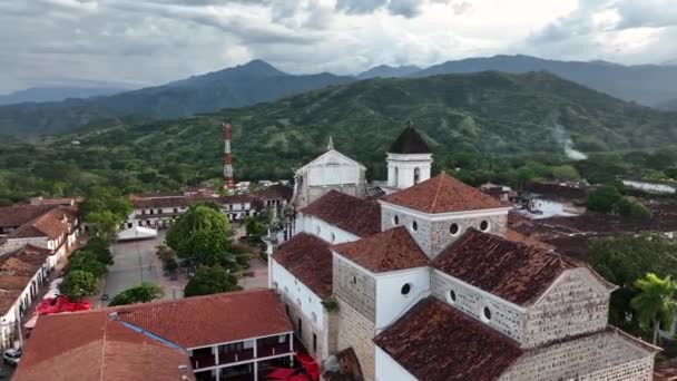 Katedrála Bazilika Neposkvrněného Početí Santa Antioquia Kolumbie Letecký Pohled Památky — Stock video