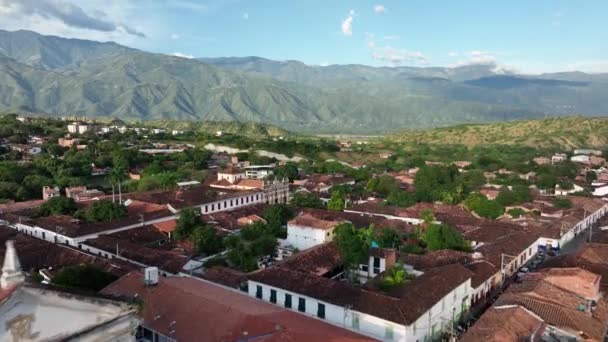 Catedral Santa Antioquia Igreja Santa Barbara Colômbia Vista Aérea Marcos — Vídeo de Stock