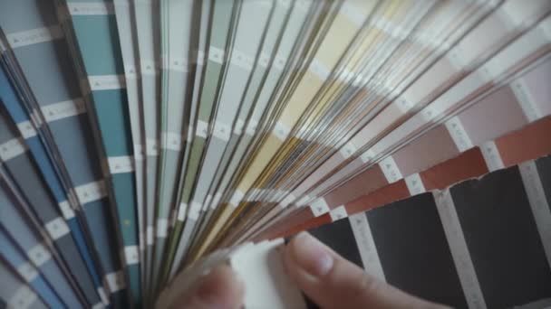 Nahaufnahme Einer Frau Mit Einem Farbpflücker Für Die Inneneinrichtung — Stockvideo