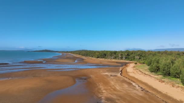 Aerea Attraverso Quintessenza Dorata Queensland Spiaggia Nella Soleggiata Giornata Invernale — Video Stock