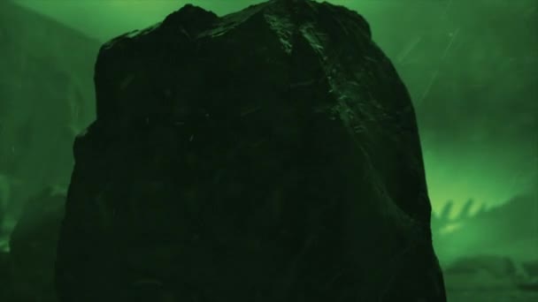 Кінематографічний Cgi Рендеринг Штормового Стародавнього Місця Аварії Інопланетянина Плавним Виявленням — стокове відео