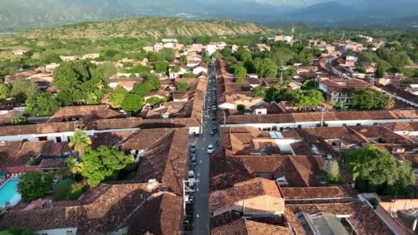 Zerial View Santa Antioquia Zona Colonial Κολομβία Old Streets Buildings — Αρχείο Βίντεο