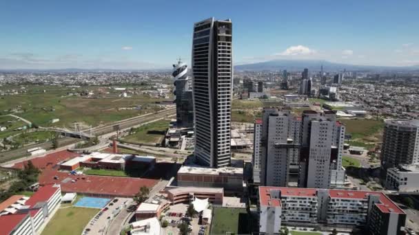 Flygbilder Från Senaste Byggnaderna Puebla City Mexiko Beläget Sonata Lomas — Stockvideo