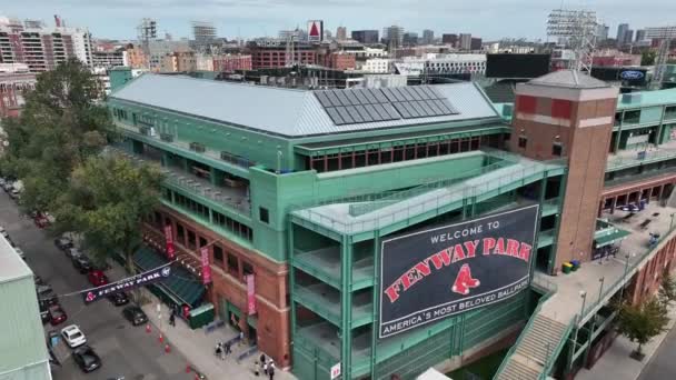 Fenway Park Domov Boston Red Sox Vzestupný Letecký Snímek Nejstaršího — Stock video