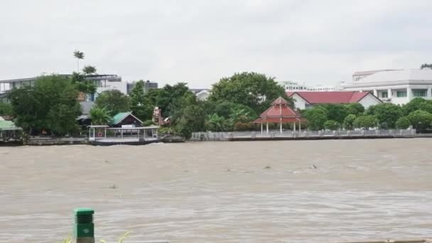 Taxi Barca Plutind Râul Bangkok Din Thailanda Râul Chao Phraya — Videoclip de stoc
