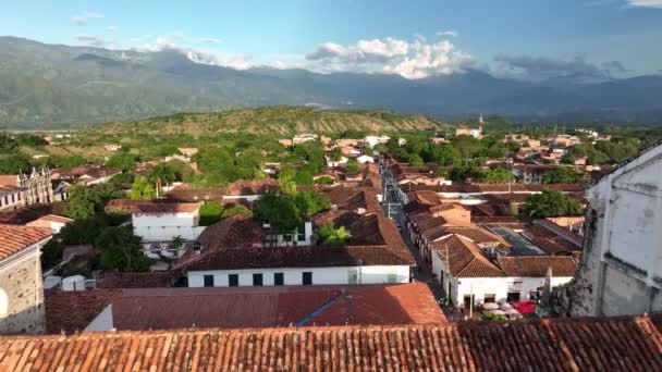 Bazylika Katedralna Santa Antioquia Kolumbia Odkrywanie Aerial View Catholic Landmark — Wideo stockowe