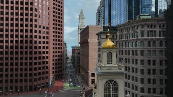 Puncak Faneuil Hall Pusat Kota Boston Mass Custom House Tower — Stok Video
