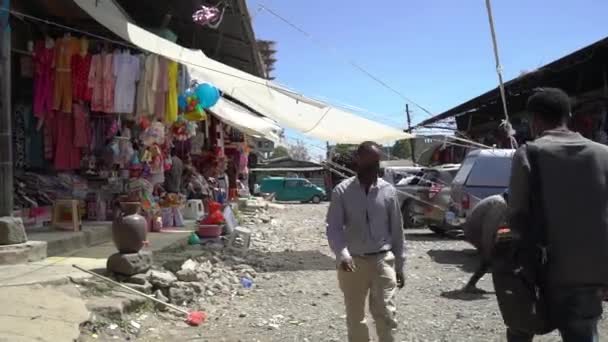 エチオピア アディスアベバ郊外の地元市場の様々なショット — ストック動画