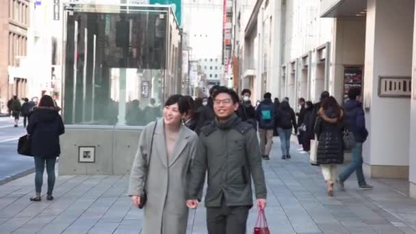 Street Shots Del Distrito Ginza Tokio Fin Semana Sin Coches — Vídeo de stock