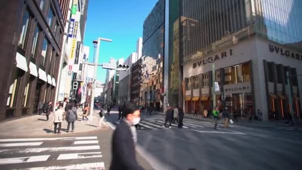 Straßenaufnahmen Ginza Viertel Tokio Einem Autofreien Wochenende Tokio — Stockvideo
