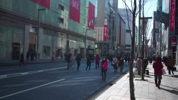 Street Shots Distrito Ginza Tóquio Fim Semana Sem Carro Tóquio — Vídeo de Stock