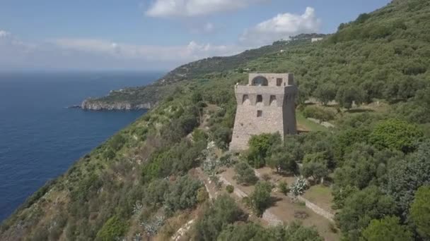 Чоловік Захоплюється Панорамним Видом Вежі Туризму Torre Fossa Papa — стокове відео