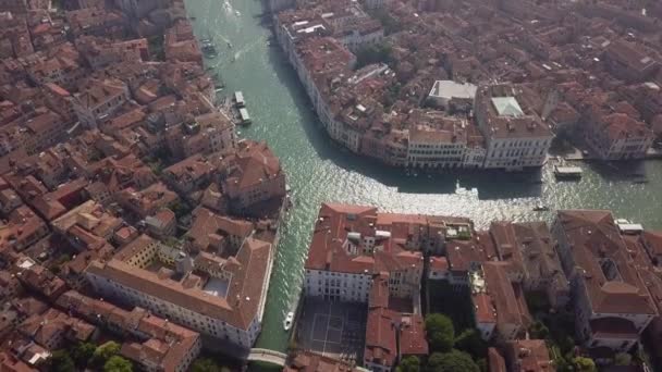 Високий Повітряний Нахил Показує Рух Суден Гранд Каналі Венеції Італія — стокове відео