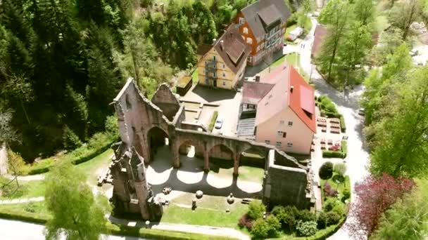 Αεροφωτογραφία Drone Της Παλιάς Μονής Allerheiligen Στην Περιοχή Black Forest — Αρχείο Βίντεο