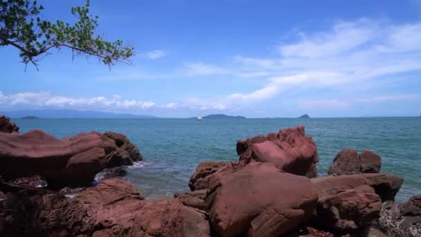 Coasta Roz Plaja Mare Chanthaburi Thailanda — Videoclip de stoc