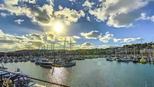 Time Lapse Clouds Moving Saint Peter Port Guernsey Channel Islands — 비디오