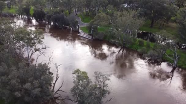 Aerea Tilt Girato Con Straripante Fiume Swan Valley Perth Australia — Video Stock