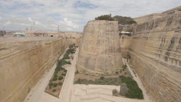 Obranné Zdi Opevnění Valletta Surround Valletta Hlavní Město Malty Zpomalené — Stock video