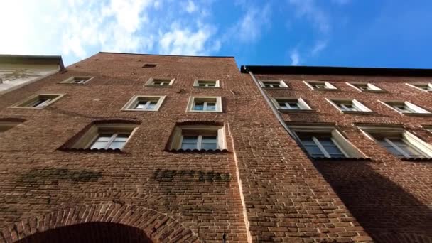 Looking Vintage Brick Stone Wall Architecture Old Town Krakow Poland — 비디오